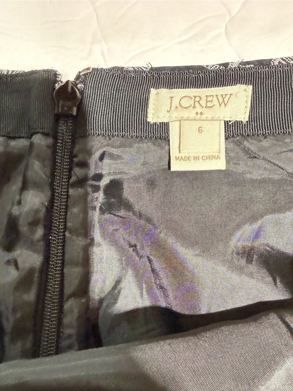 J. Crew Black Mini Skirt with White Zebra Print Size 6